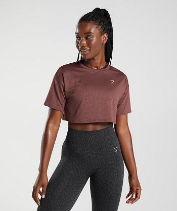 Przycięte Topy Damskie Gymshark Adapt Animal Seamless Różowe Brązowe | PL 2569PJJ